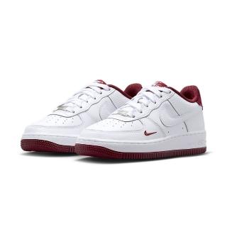 【NIKE 耐吉】Air Force 1 LV8 3 女鞋 大童 白紅色 AF1 小勾 刺繡 皮革 透氣 休閒鞋(HF0952-100)