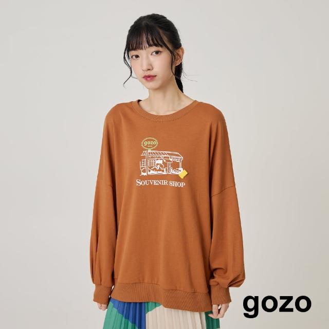 【gozo】MOMO獨家款★限量開賣 gozo小店舖印花長袖T恤(兩色)