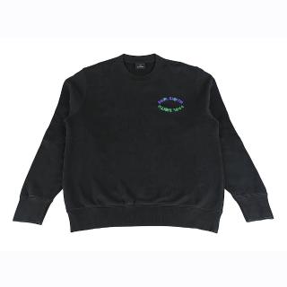 【Paul Smith】PAUL SMITH燙印藍綠字LOGO厚磅有機棉圓領長袖運動衫(男款/黑)