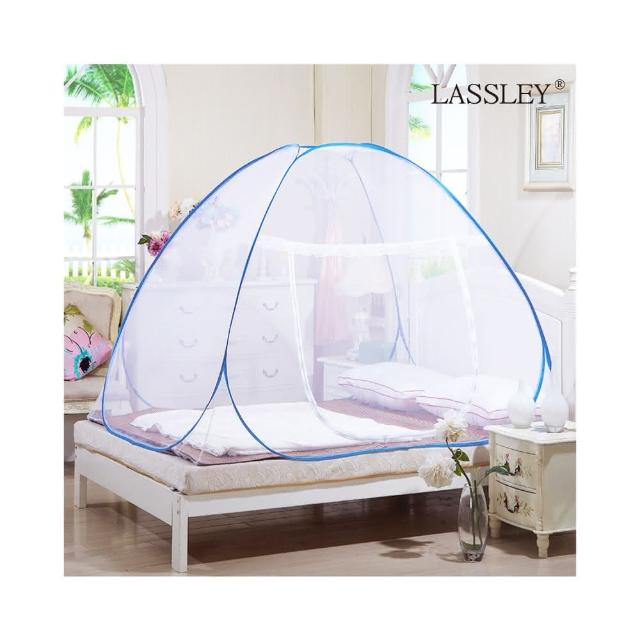 【LASSLEY】彈開式蒙古包蚊帳-加大雙人床加大床 防蚊蚊帳 秒開 防蚊帳棚 瞬開 防蚊簾 隔蚊 雙門 無底 