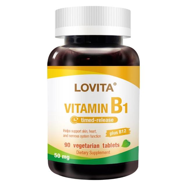 【LOVITA 愛維他】緩釋型維生素B1素食錠*1瓶(50mg 添加維生素B12)