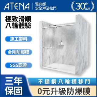 【ATENA】不鏽鋼八輪橫移兩門 / 0元升級防爆膜(總寬180-200cm x 總高190cm / 含安裝)