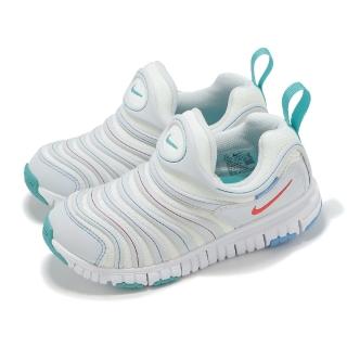 【NIKE 耐吉】毛毛蟲鞋 Dynamo Free PS 中童 童鞋 灰 藍 無鞋帶 休閒鞋(343738-105)