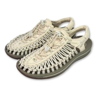 【KEEN】UNEEK 彈性編織涼鞋 女 米白色 溯溪鞋 戶外護趾 羅馬涼拖鞋 沙灘鞋 1018698