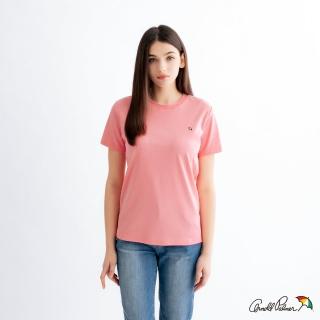 【Arnold Palmer 雨傘】中性款-經典四色刺繡小傘短袖T-Shirt(粉紅色)