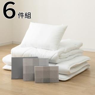 【NITORI 宜得利家居】寢具六件組 CK/GY S2501(寢具 棉被 被套 日式床墊 日式床墊套 枕頭 枕套)