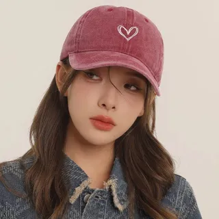 【MoonDy】鴨舌帽 棒球帽 帽子 女帽 情侶帽 愛心 韓國帽子 休閒帽 百搭 遮陽帽 休閒帽 圓 