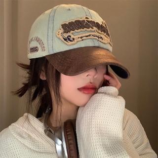 【MoonDy】帽子 棒球帽 鴨舌帽 牛仔帽 女帽 美式復古 老帽 遮陽帽 刺繡 ins風 甜酷風 拼色 百搭