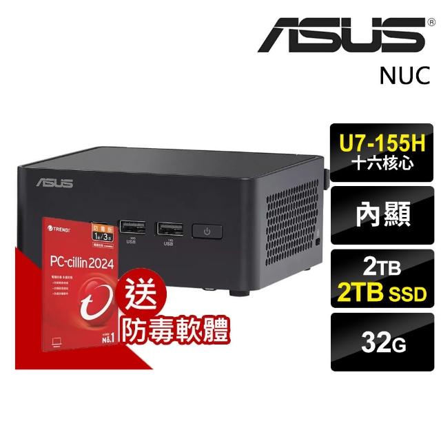 【ASUS 華碩】Ultra 7 十六核迷你電腦(NUC/Ultra 7-155H/32G/2TB+2TB SSD/FD)