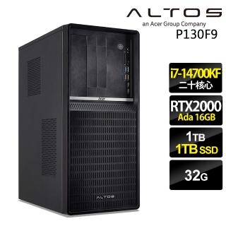 【Acer 宏碁】i7 繪圖RTX商用工作站(Altos P130F9/i7-14700KF/32G/1TB+1TB SSD/RTX2000Ada-16G/500W/W11P)