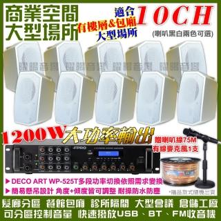 【FPRO】商業空間音響 6R-12SP 12聲道PA擴大機+WP-525T壁掛式(喇叭10支 送喇叭線+有線麥克風1支)