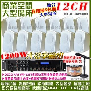 【FPRO】商業空間音響 6R-12SP 12聲道PA擴大機+WP-525T壁掛式(喇叭12支 送喇叭線+有線麥克風1支)