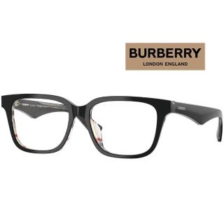 【BURBERRY 巴寶莉】亞洲版 時尚簡約光學眼鏡 精緻內格紋設計 BE2425D 4121 黑 公司貨