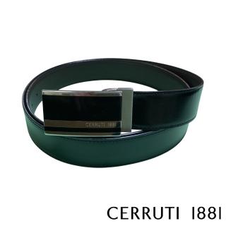 【Cerruti 1881】限量3折 義大利原裝進口 頂級小牛皮針扣皮帶 全新專櫃展示品 CECU01764M(黑色 送禮盒提袋)