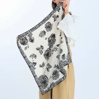 【BANNIES】蠶絲羊毛方巾｜豹影薔薇(圍巾 披肩 羊毛 蠶絲)