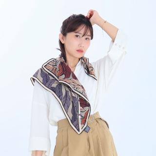 【BANNIES】蠶絲羊毛方巾｜秋葉流光(圍巾 披肩 羊毛 蠶絲)