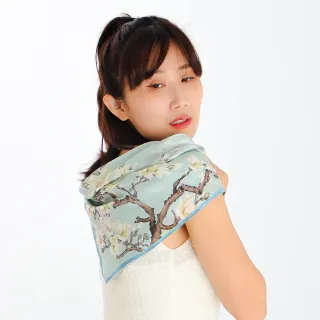 【BANNIES】法式蠶絲方巾｜丁香霧語(親膚 蠶絲 領巾 絲巾)