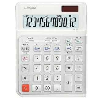 【CASIO 卡西歐】12位數桌上型人體工學商用計算機-白色(DE-12E-WE)