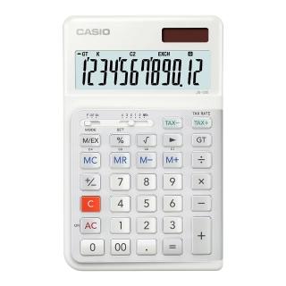 【CASIO 卡西歐】12位數桌上型人體工學商用計算機-白色(JE-12E-WE)