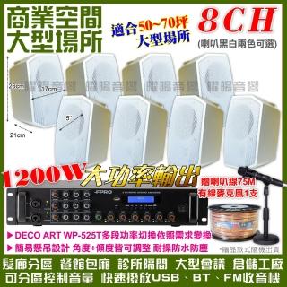 【FPRO】商業空間音響 6R-12SP 12聲道PA擴大機+WP-525T壁掛式(喇叭8支 送喇叭線+有線麥克風1支)