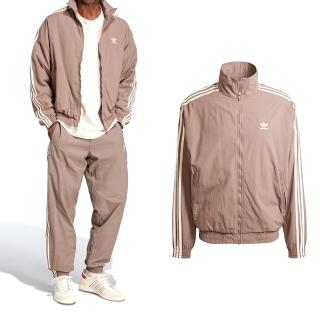 【adidas 愛迪達】Firebird TT 男款 奶茶色 運動 休閒 三葉草 風衣 拉鍊 口袋 立領 外套 JP1023