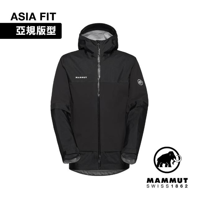 【Mammut 長毛象】Ducan Guide HS Hooded Jacket AF Men 輕量防水連帽外套 男款 黑色 #1010-31930