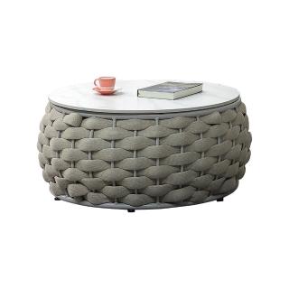 【BODEN】曼比2.3尺鋁合金防水巖板圓形大茶几