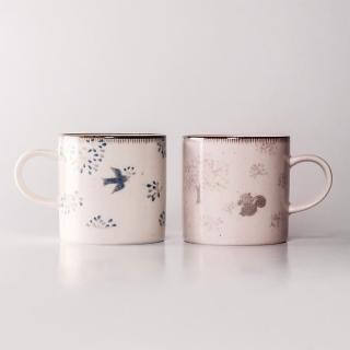【上作美器】日本製森林系-雙人組馬克杯/水杯/茶杯/咖啡杯(300ml、霧面白插畫風)