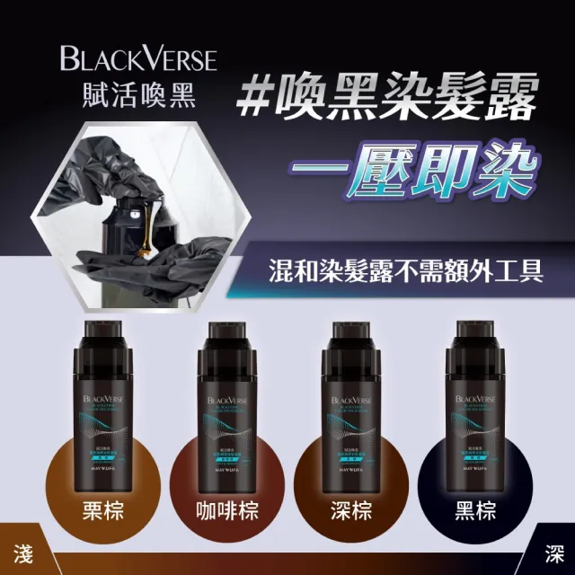 【美吾髮】BLACKVERSE賦活喚黑 賦黑調理染髮凝露400ml(深棕/咖啡棕/黑褐/栗棕染髮同時喚黑滋養蓬鬆定色)