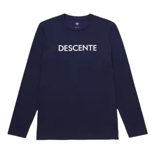 【DESCENTE】迪桑特 男士 長袖T恤 運動上衣 刷毛大學T(深藍色)