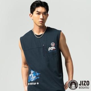 【BLUE WAY】男裝 髭文字和粹浪紋寬版 無袖背心 上衣-地藏小王