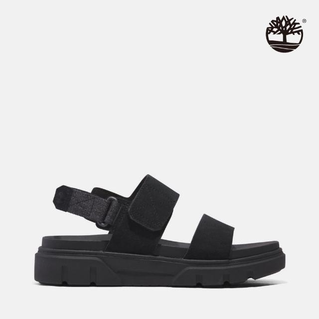 【Timberland 官方旗艦】女款黑色後帶式皮革涼鞋(A61N4EK4)