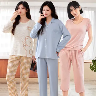 【NEW FORCE】柔棉優選寬鬆居家睡衣睡裙-多款可選(兩件式套裝/連身睡衣/居家服/長袖睡衣)