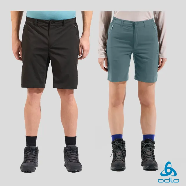 【ODLO官方直營】男 女 ASCENT LIGHT 健行 輕量 彈性 短褲 薰灰綠 黑(防潑水 彈性 登山 健行 戶外活動)