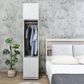 【BODEN】克萊妮1.3尺二門三開放格收納衣櫃(單吊桿+活動隔板)