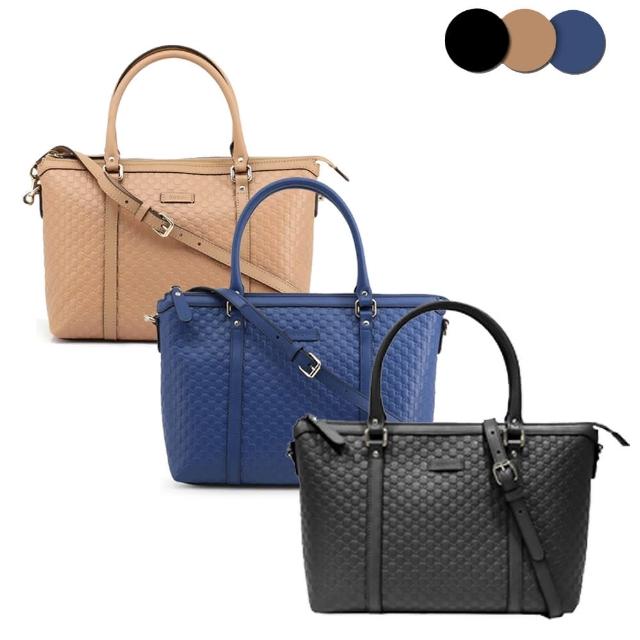 【GUCCI 古馳】449656 經典Guccissima牛皮壓紋系列手提/斜背兩用包(顏色任選)