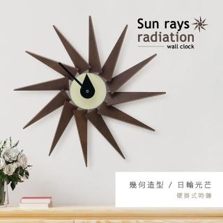 【dayneeds 日需百備】幾何造型[日輪光芒]壁掛式時鐘 兩色可選(掛鐘/壁鐘/壁掛式)