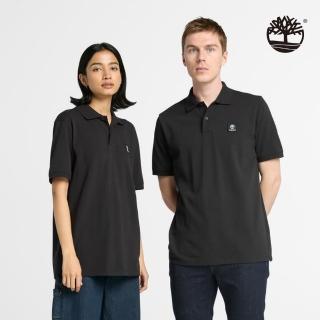 【Timberland 官方旗艦】中性黑色休閒短袖POLO衫(A4395001)