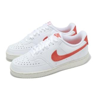 【NIKE 耐吉】休閒鞋 Wmns Court Vision LO NN 女鞋 白 紅 復古 皮革 小白鞋 緞帶(HV5246-100)