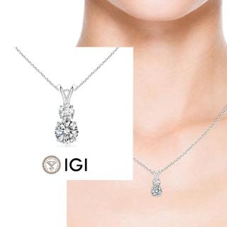 【Luster】618限定!IGI 1克拉 圓形 培育鑽 鑽石項鍊-送30分鑽石(禮物傳遞摯愛閃耀永恆)