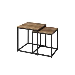 【BODEN】安瓦工業風方形茶几/邊幾/邊桌組合(1.5尺小茶几+1.3尺小茶几)