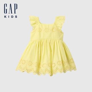 【GAP】嬰兒裝 方領無袖洋裝家居套裝-黃色(725893)
