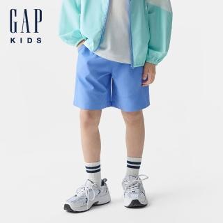 【GAP】男童裝 Logo印花鬆緊短褲-藍色(673821)