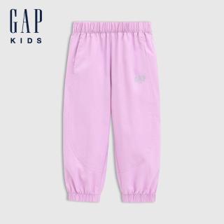【GAP】兒童裝 Logo印花束口鬆緊運動褲-紫粉色(675293)