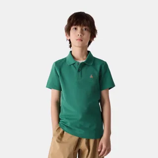 【GAP】男童裝 小熊刺繡短袖POLO衫-綠色(687699)