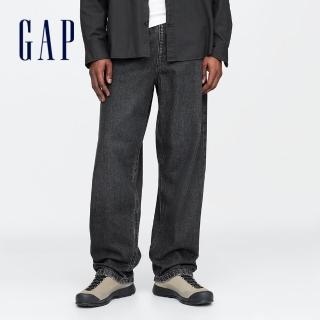 【GAP】男裝 寬鬆牛仔褲-水洗黑(732287)