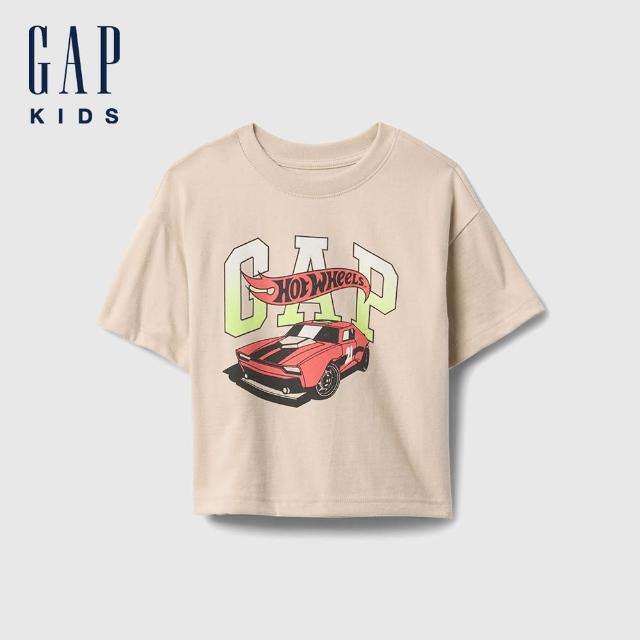 【GAP】男幼童裝 Gap x 風火輪聯名 Logo印花圓領短袖T恤-卡其色(738382)