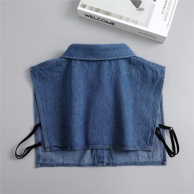 【米蘭精品】現貨+預購 假領子襯衫領片(水洗牛仔工業風百搭女裝配件2色74ko8)