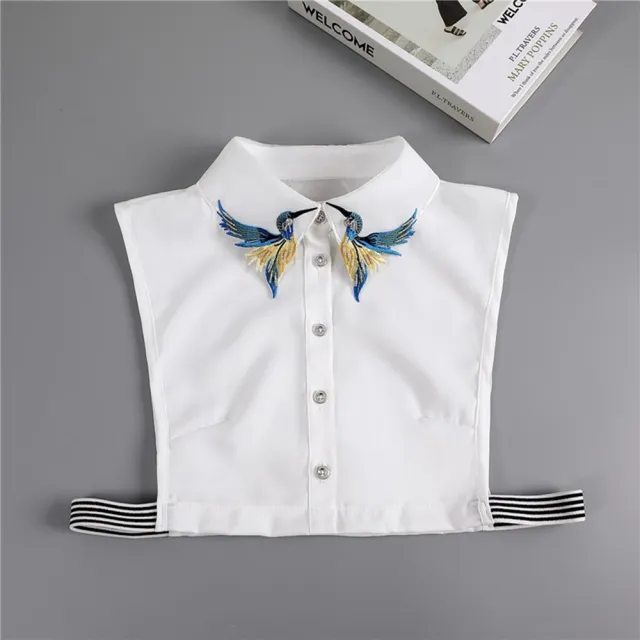 【米蘭精品】現貨+預購 假領子襯衫領片(飛鳥刺繡個性尖領女裝配件74ko66)
