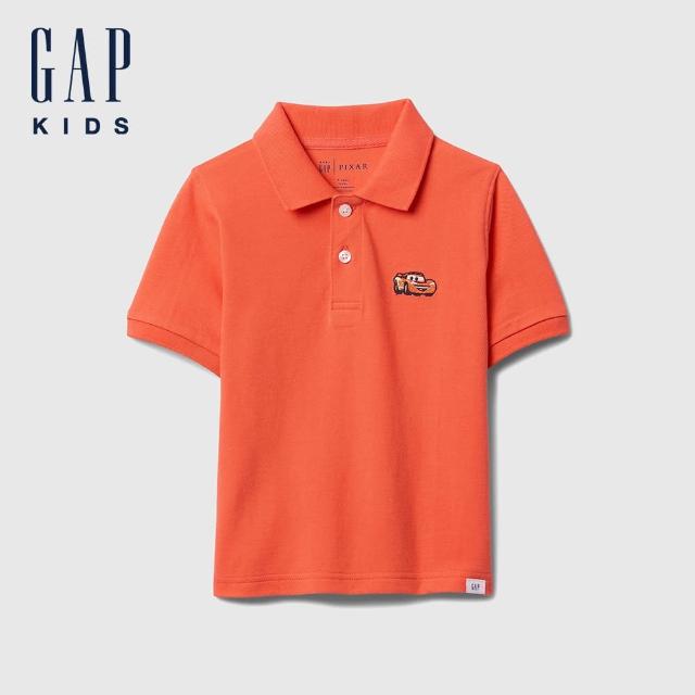 【GAP】男幼童裝 Gap x Disney迪士尼聯名 純棉刺繡短袖POLO衫-橘色(743081)